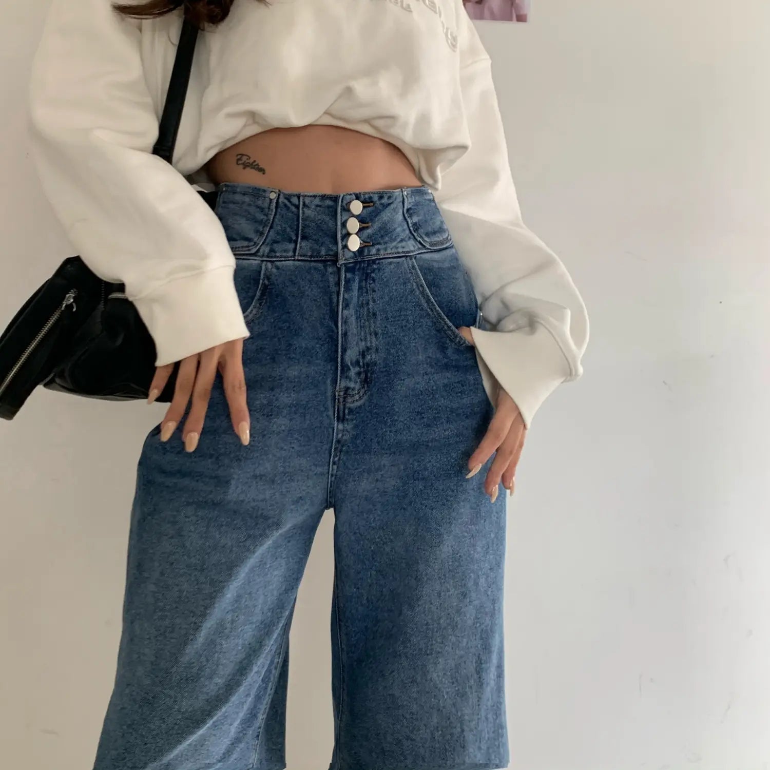 High Waist Jeans Women Fashion All Match Loose