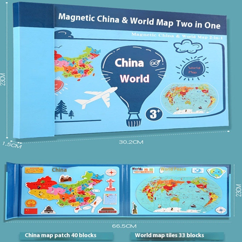 Wooden Magnetic Map Puzzle Puzzle Toy