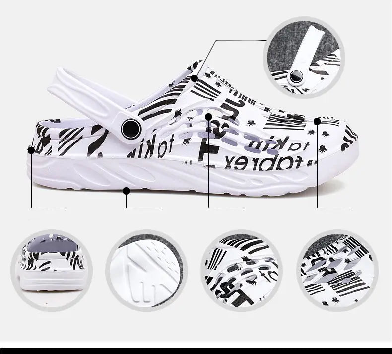 Letter Print Slippers Men Summer Sandals Beach Shoes