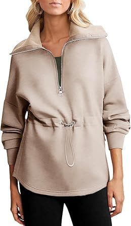 Women’s Super Plus Size Sweatshirt Half Zipper Drawstring