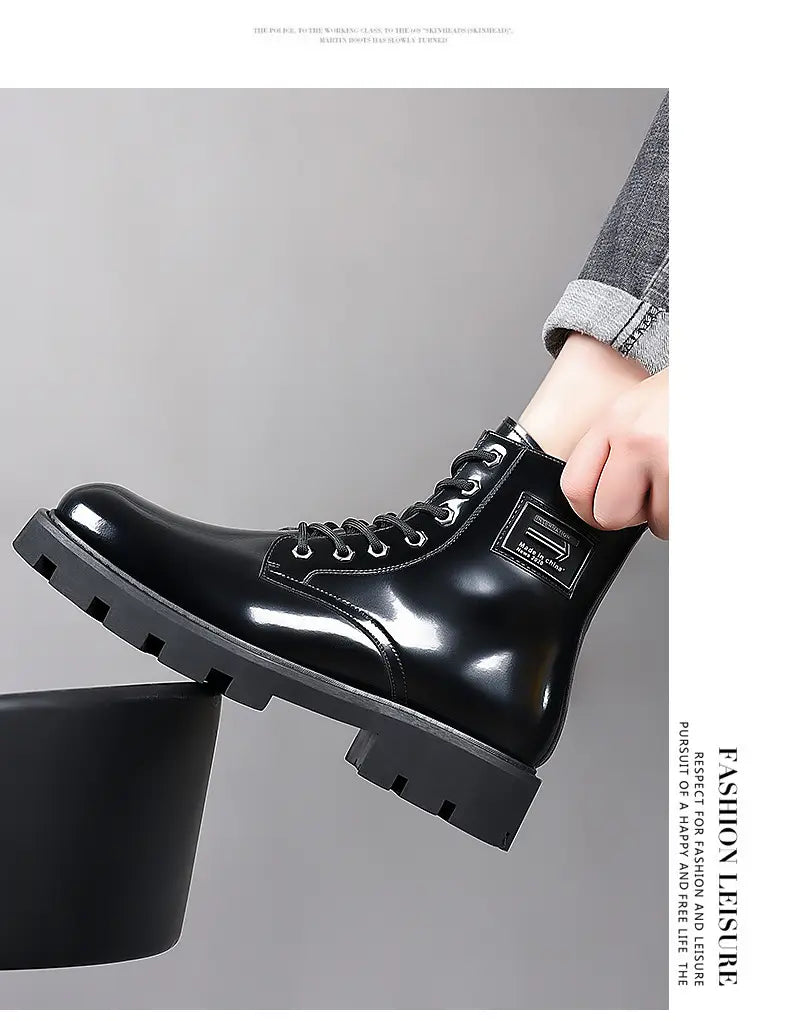 Men’s High-top Soft Leather Mid-top Workwear Boots All-match Breathable Boots
