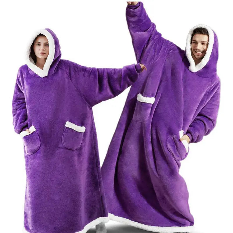 Winter TV Hoodie Blanket Winter Warm Home Clothes Women Men Oversized Pullover With Pockets