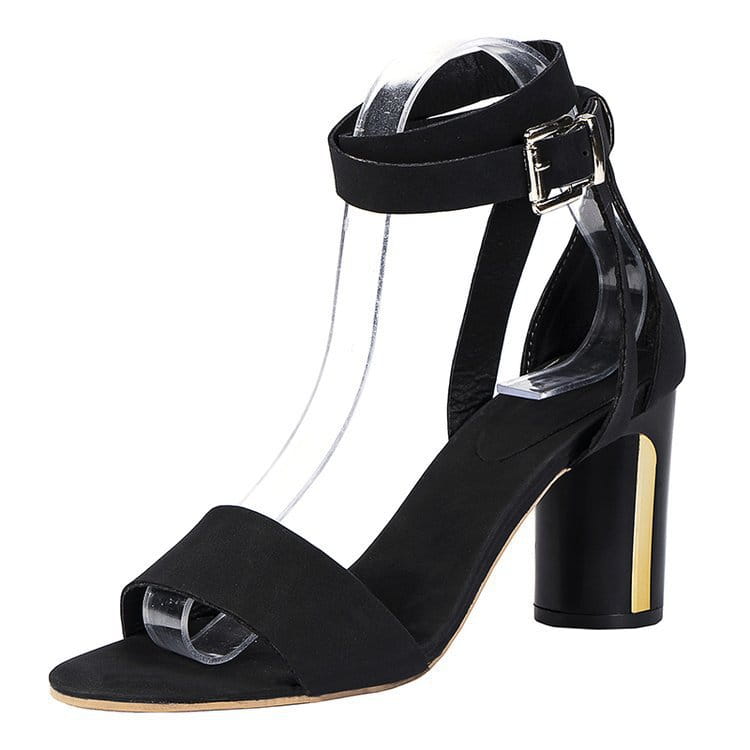 Korean Style Toe Buckle Strap Chunky High Heels Women’s Sandals Women