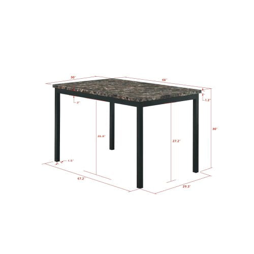 Furniture 5-piece Metal Dining Table And Chair Set With Imitation Marble Top