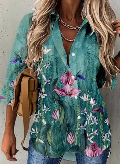 Long-sleeved Lapel Ladies Shirts Foreign Trade Women’s Clothing