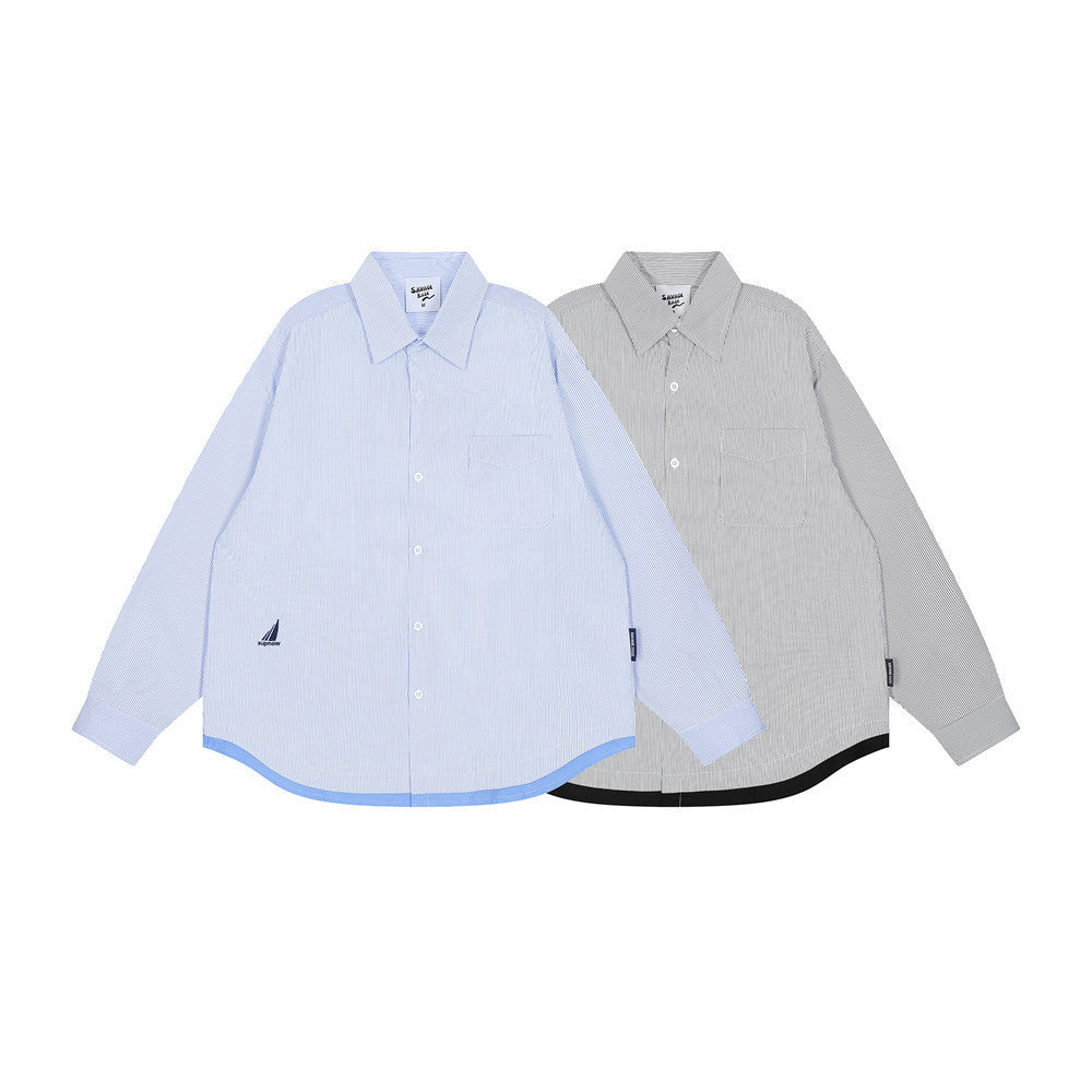 Color Matching Fashion Long Sleeve Shirt Men
