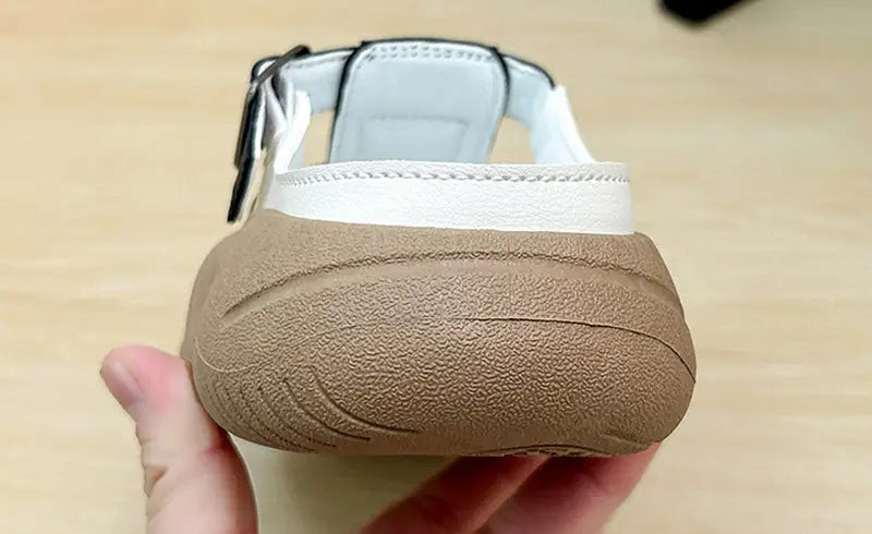 Thick-soled Closed-toe Slippers Summer Outdoor Garden Hollow Buckle Slide Sandals Casual Beach Shoes