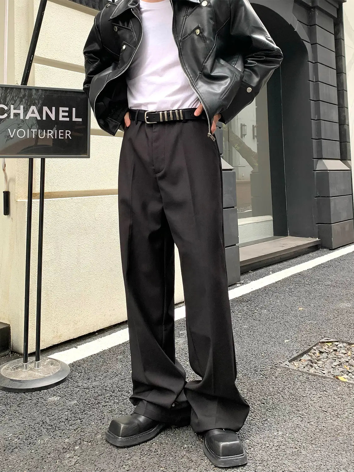 Button Design Feeling Straight Casual Suit Trousers For Men