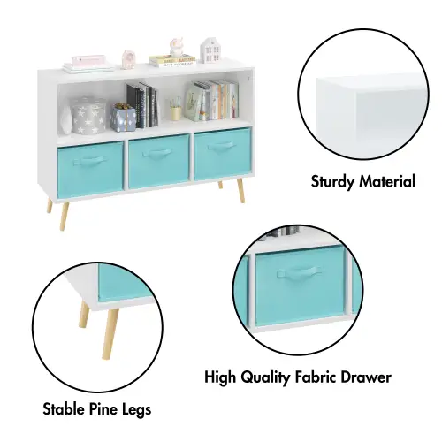 Fiberboard Children’s Bookshelf With Foldable Fabric Drawers