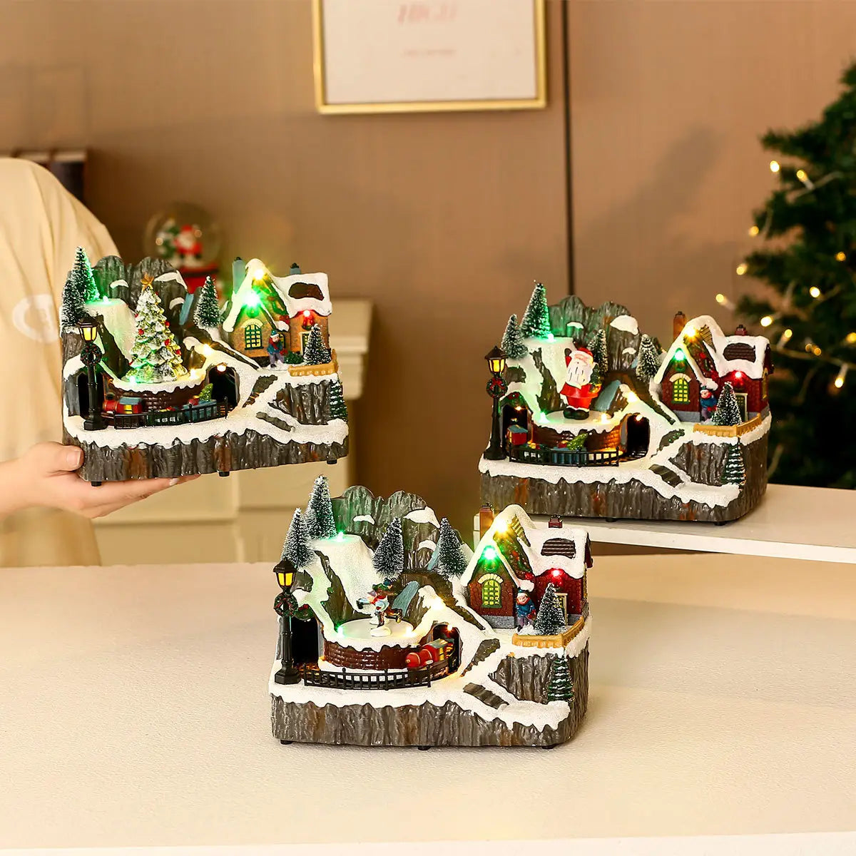 Christmas Rotating Resin Luminous Music Box Ornaments