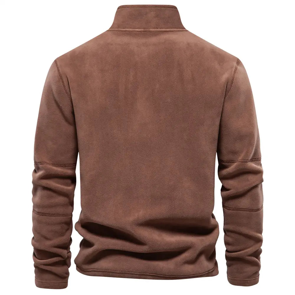 Fashion Personality Stand-collar Zippered Sweatshirt With Fleece Winter Casual Pullover Top Men’s Clothing