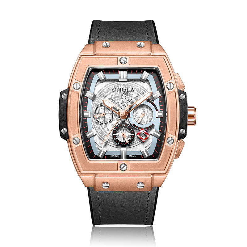 Barrel-shaped multi-function quartz men’s watch