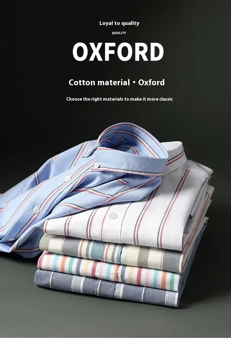 Striped Cotton Oxford Anti-wrinkle Casual Shirt For Men