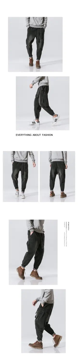 Retro Loose Denim Trousers Fashion Plus Size Men
