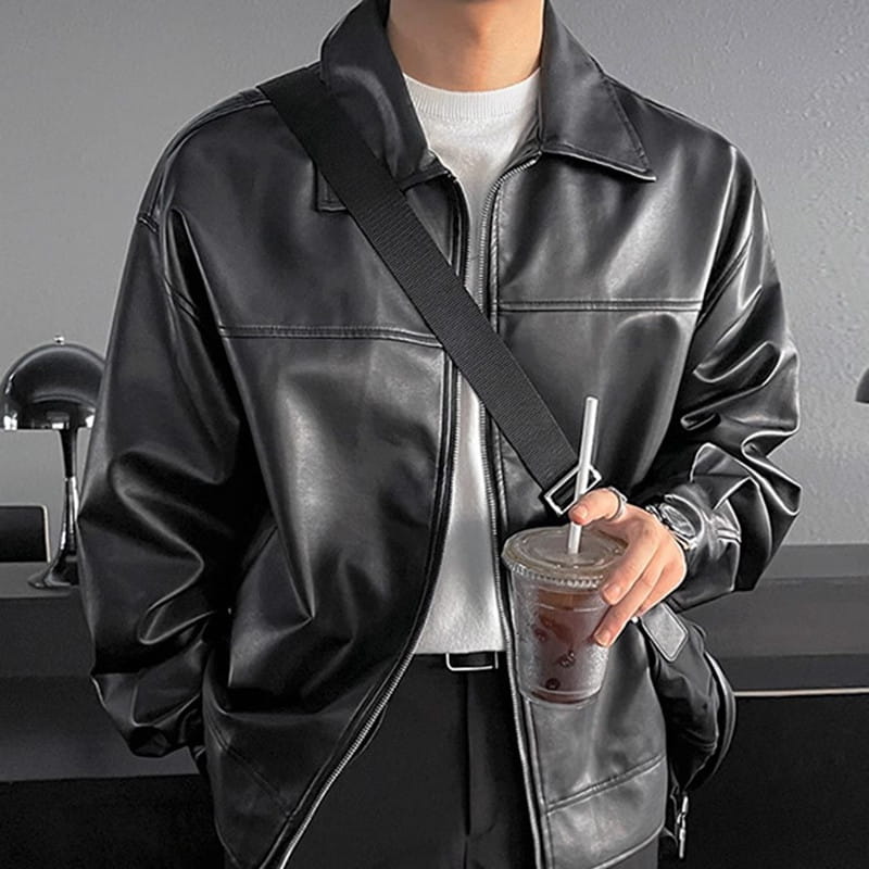Leather Jacket Men’s Loose Trendy Overalls