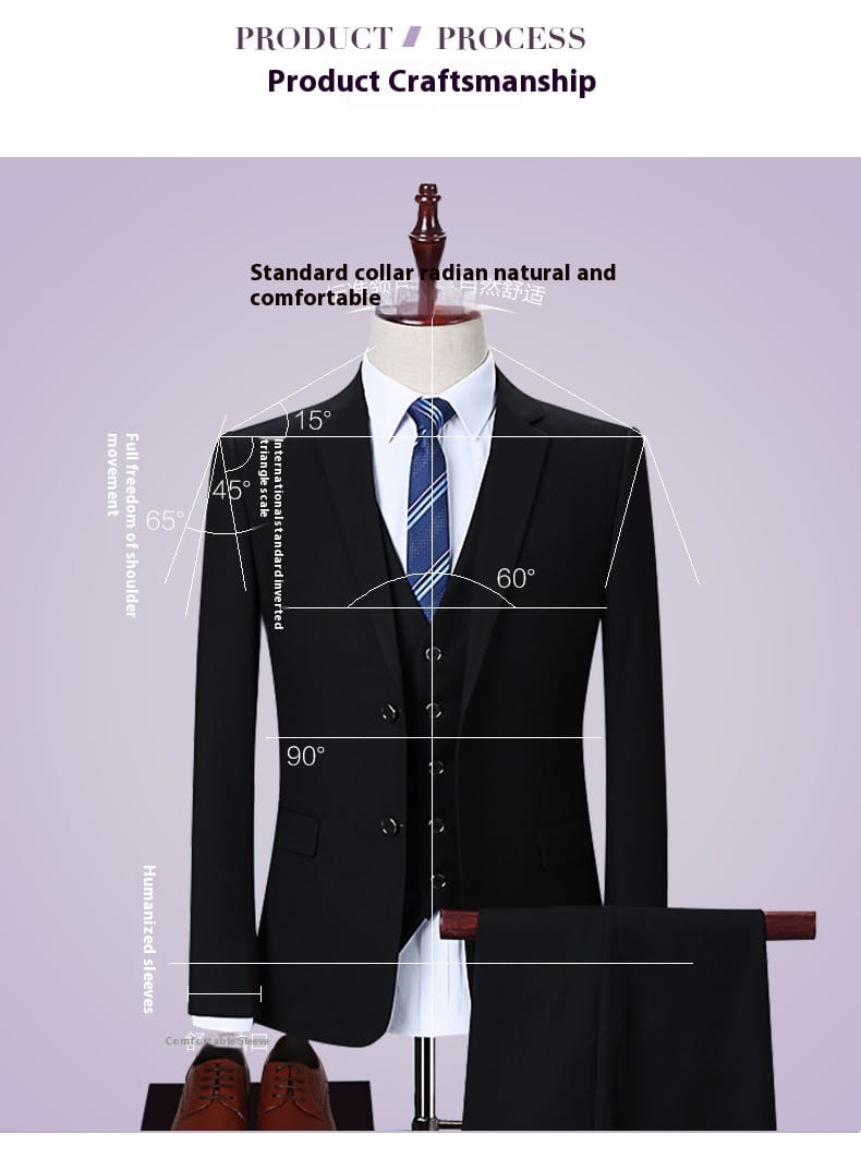 Dark Green Suit Suit Men’s Three-piece Suit Korean Slim Suit Business