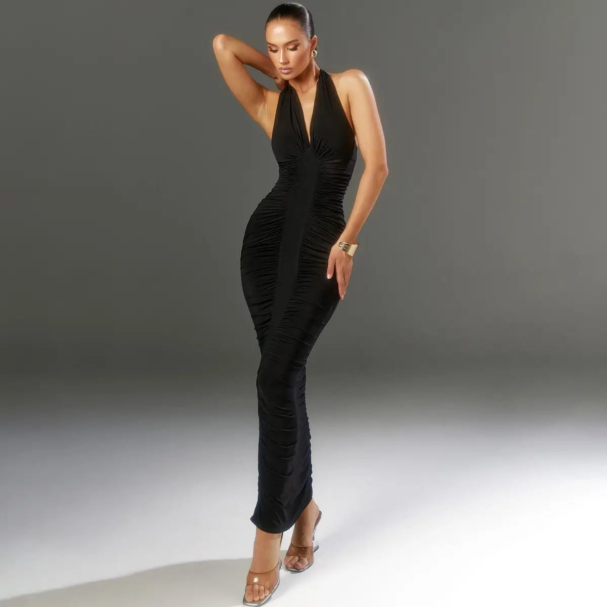 Women’s Fashion V-neck Backless Lace-up Dress