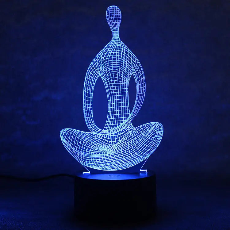 3D 7 Color Changing Yoga LED Meditation Of Acrylic Night Light Bedroom Illusion Lamp Livingroom Bedside Decor Beyond Trends Hub