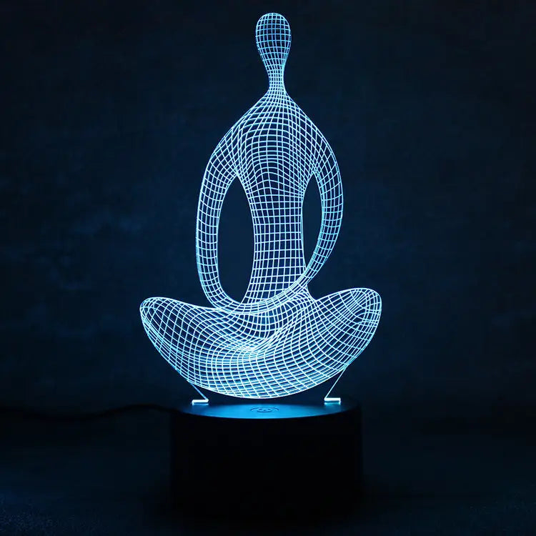 3D 7 Color Changing Yoga LED Meditation Of Acrylic Night Light Bedroom Illusion Lamp Livingroom Bedside Decor Beyond Trends Hub
