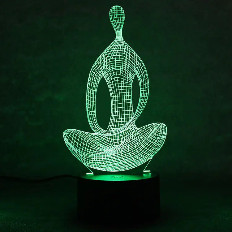 3D 7 Color Changing Yoga LED Meditation Of Acrylic Night Light Bedroom Illusion Lamp Livingroom Bedside Decor Beyond Trends Hub