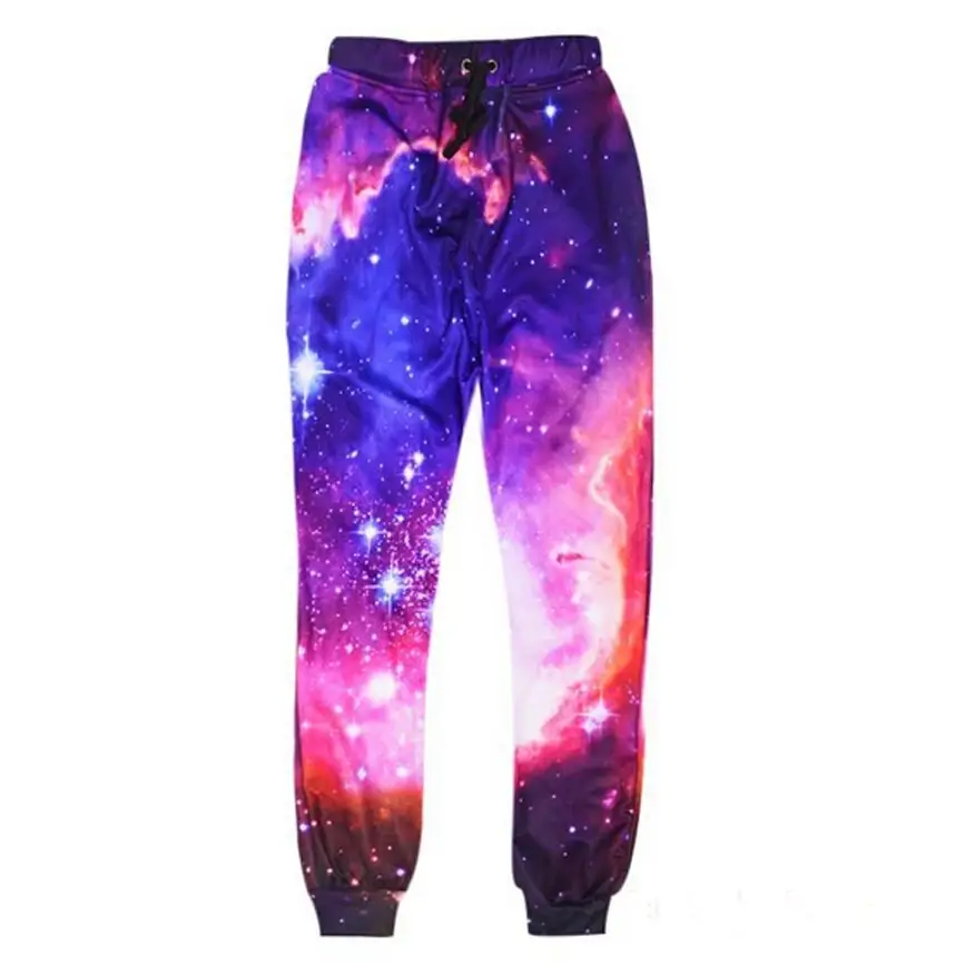 3D printed couple men and women trousers and trousers - XL / Starry sky