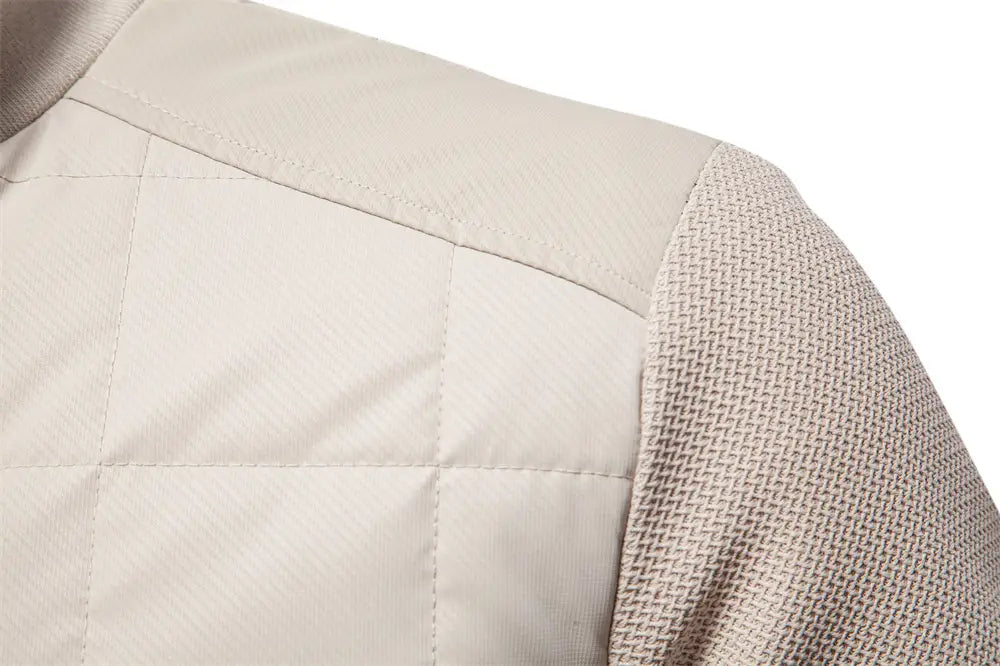 Fashion Stitching Coat Winter Personality Stand Collar Zipper Jacket Men’s Clothing