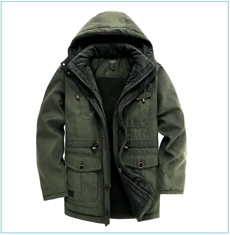 Men’s Plus Size Mid-length Fleece-lined Thickened Cotton-padded Coat