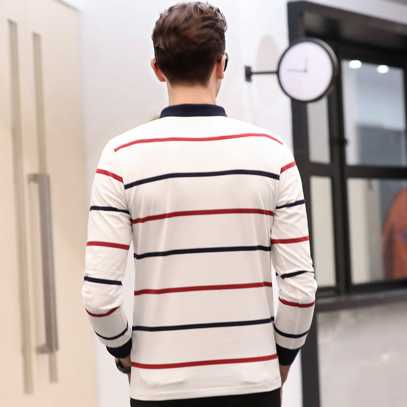 Lapel Plus Size Striped Business Men’s T-shirt