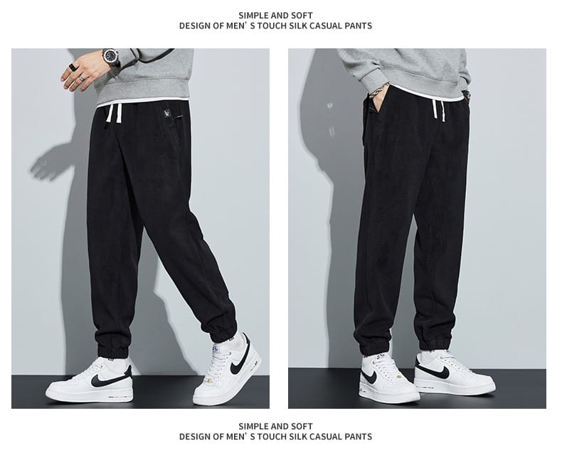 Thickened Outer Wear Loose Double-sided Velvet Ankle-tied Sports Pants For Men