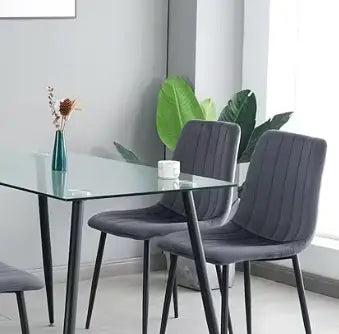 Kitchen Chair 4-piece Set With Upholstered Seat And Metal Legs