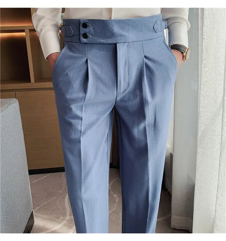 High-waisted Trousers Striped Casual Men