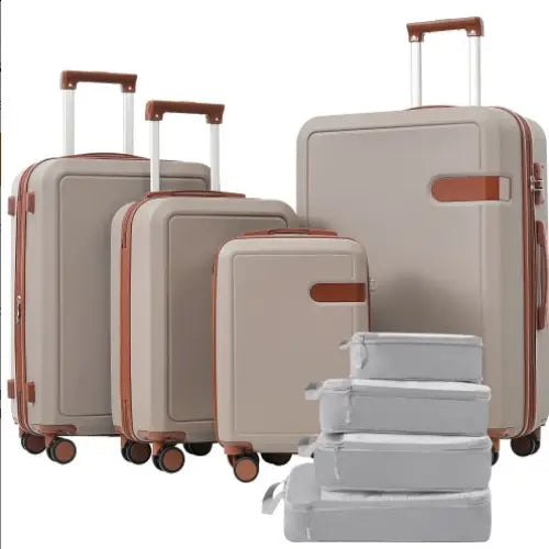 4 Piece Luggage Set With Compression Packing Cubes For Suitcase Expanable Spinner Wheels Lightweight Suitcase With TSA