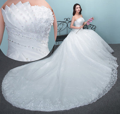 wedding bride wedding dress, large tail size wedding dress