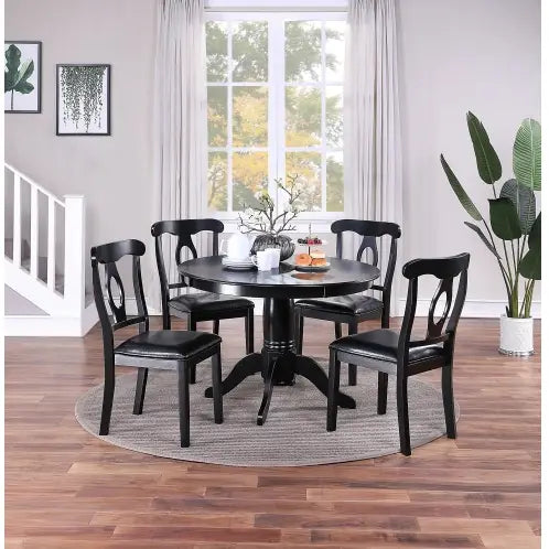 Classic Design Dining Room 5pc Set Round Table 4x Side Chairs