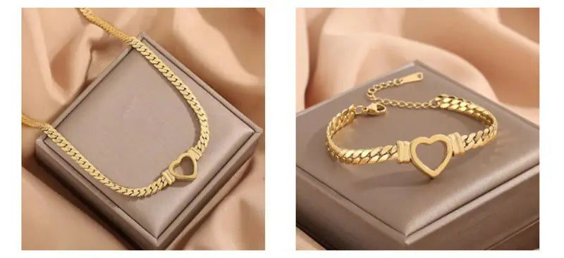 Personalized Love Chain Necklace Bracelet For Women Fashion Titanium Steel Non-fading Clavicle Chain Jewelry