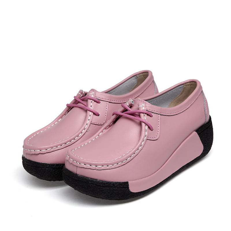 Direct manufacturers with thick soles muffin ladies casual shoes leather shoes with a solid set foot on behalf