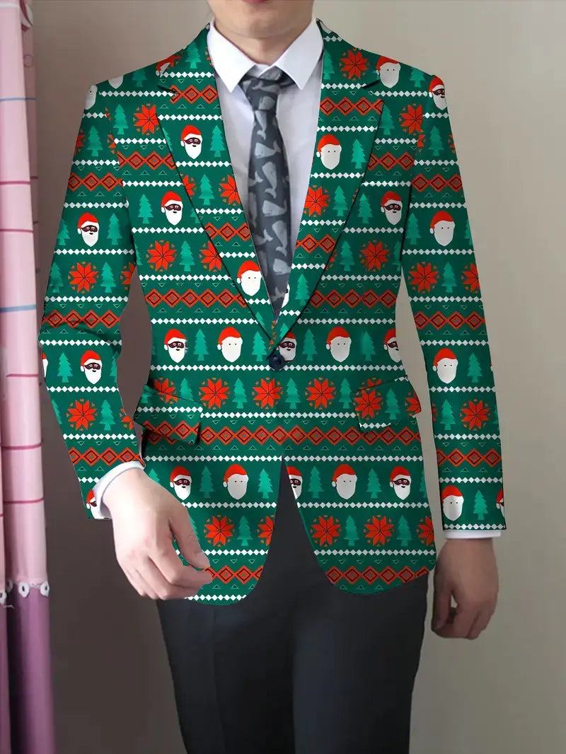 Christmas Series Cartoon Anime Men’s Long-sleeved Coat