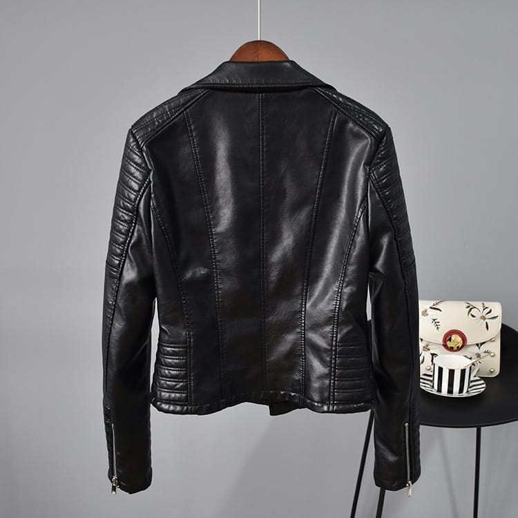 Women Washed PU Leather Jacket