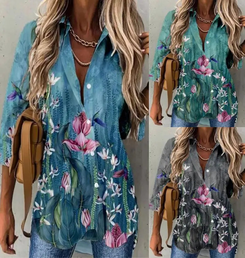 Long-sleeved Lapel Ladies Shirts Foreign Trade Women’s Clothing