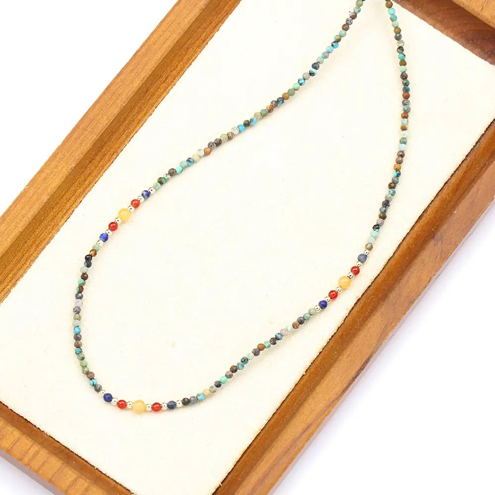 New Cute Simple Broken Silver Necklace Natural Pearl Pendant Colourful Beads Collarbone Chain Women’s Accessories
