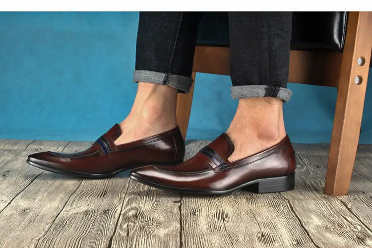 Shallow mouth men’s shoes leather shoes