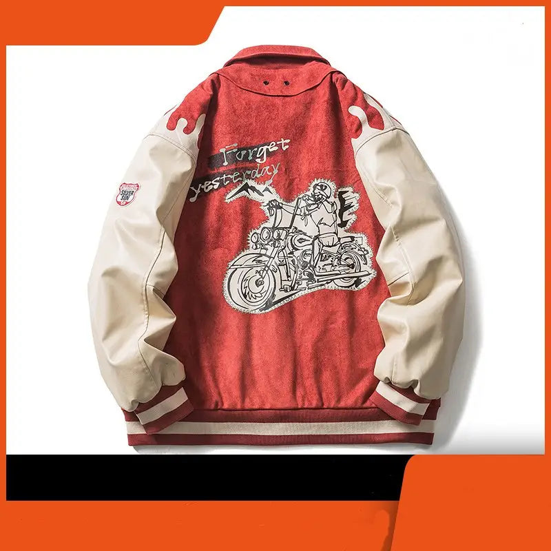 American Spliced Suede Baseball Suit For Cotton-padded Men