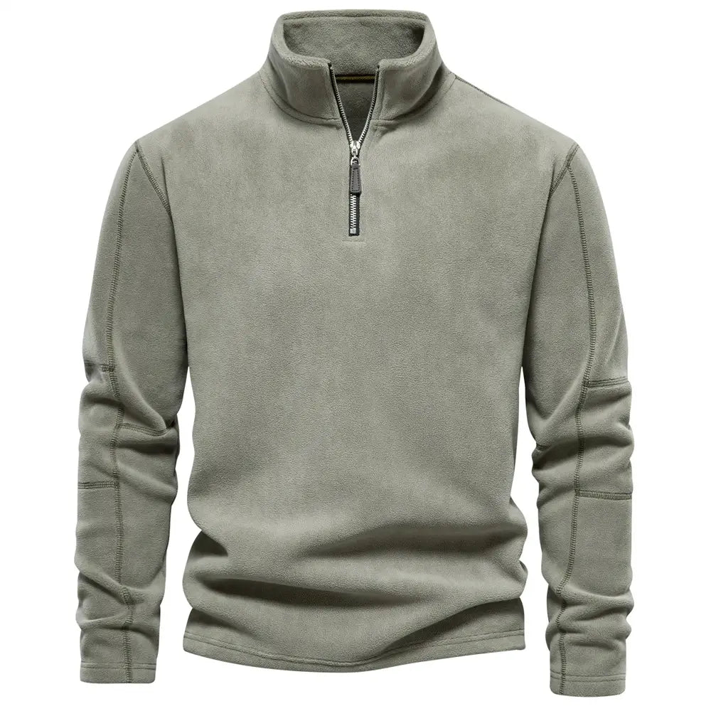 Fashion Personality Stand-collar Zippered Sweatshirt With Fleece Winter Casual Pullover Top Men’s Clothing