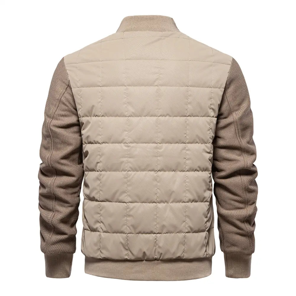 Fashion Stitching Coat Winter Personality Stand Collar Zipper Jacket Men’s Clothing