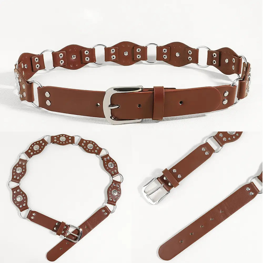 Vintage Belts For Both Men And Women With Handsome Riveted Metal Buckle Punk Hip Hop Fashion Accessories