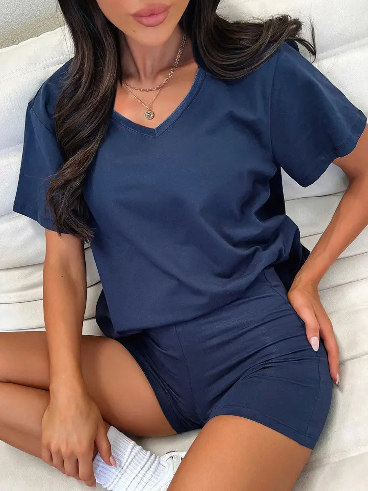 V-neck Casual Temperament Pure Color Fashion Suit