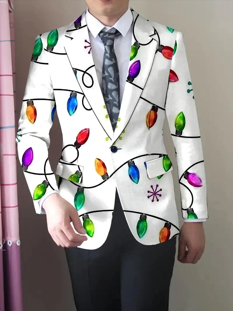 Christmas Series Cartoon Anime Men’s Long-sleeved Coat