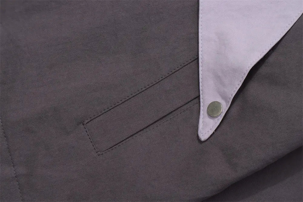 High Street Design Patch Five-pointed Star Stand Collar Zipper Coat For Men