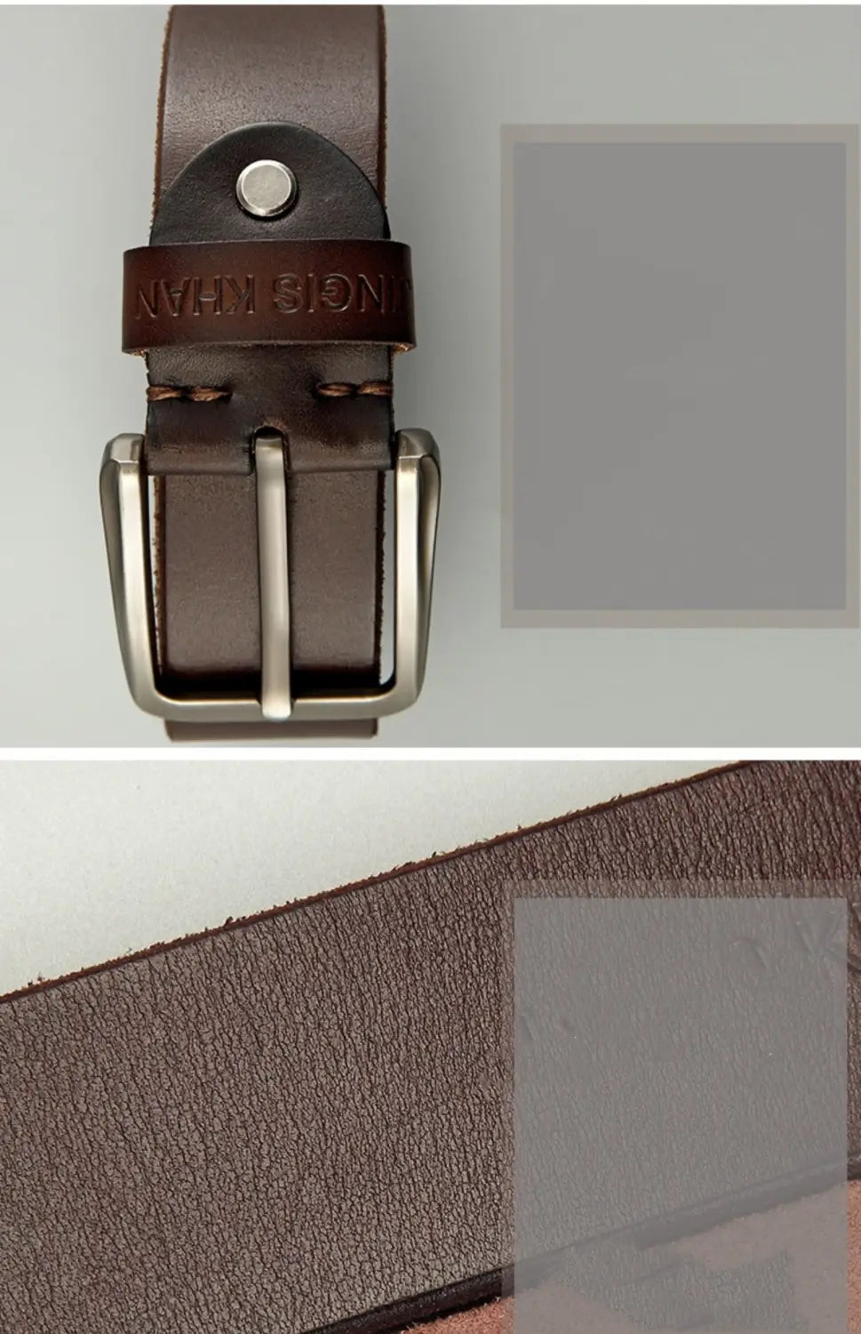 Brown leather belt with silver buckle from Handmade Casual Trend Men’s Belts Cowhide.
