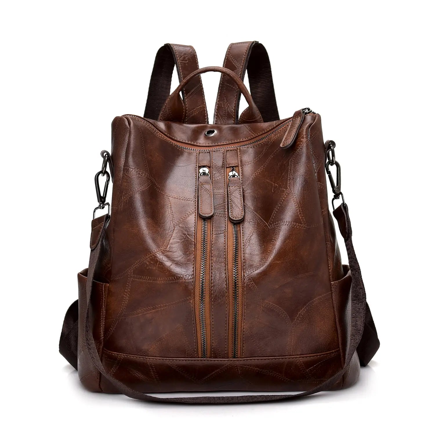 PU Stitching Leather Backpack